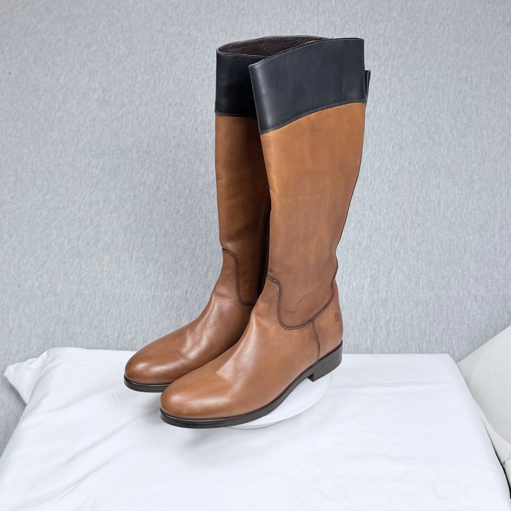 Divarese Italian Two Tone Leather Riding Boots Brown Black Size 39 62270